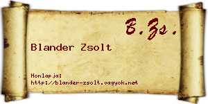Blander Zsolt névjegykártya